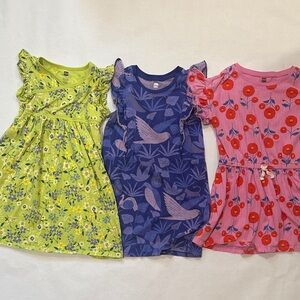 Tea Collection Kids Dresses in Lime, Indigo, and Pink
